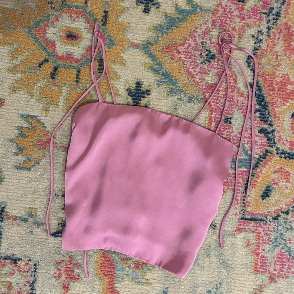 urban outfitters pink satin cropped tank